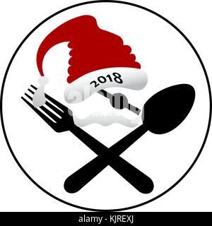 Icona chef-santa claus alimento, ristorante fast food, vettore,logo Illustrazione Vettoriale