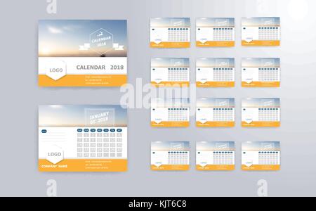 Illustrazione di 2018 calendario modello sfondo vettoriale Illustrazione Vettoriale