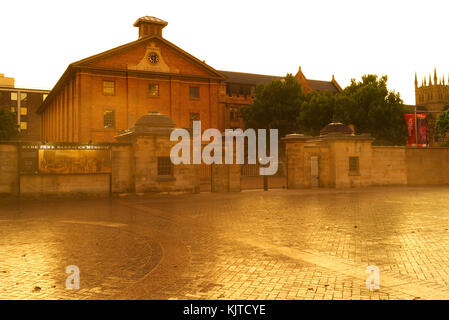 Hyde Park barracks sotto la pioggia Sydney Australia Foto Stock