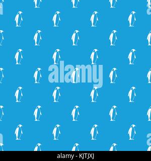 Re pattern del pinguino blu senza giunture Illustrazione Vettoriale