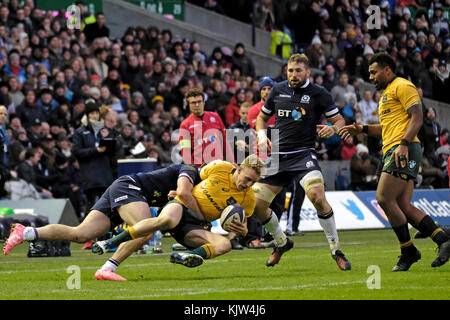 Edinburgh, bt Murrayfield Stadium, UK. 25 novembre, 2017. prove di autunno didascalia: Scozia australia host a bt Murrayfield Stadium nella terza e ultima della casa prove d'autunno. ( Credito: rob grigio/alamy live news Foto Stock