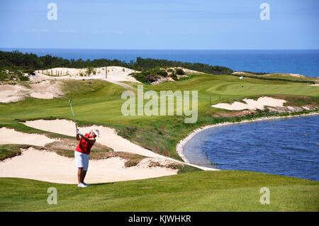 A ovest di scogliere, campo da golf nei pressi di Obidos presso la costa atlantica in Portogallo Foto Stock