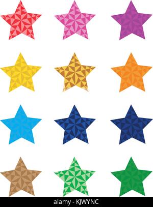Dodici stelle colorate icone, star isolato su sfondo bianco. formato vettoriale disponibile Illustrazione Vettoriale