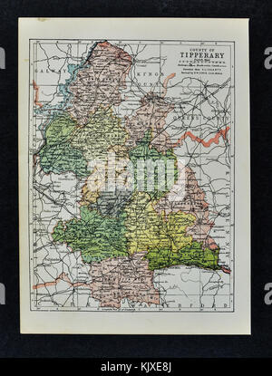 Antica mappa irlanda - tipperary county - nenagh roscrea cashel thurles fethard clonmel Foto Stock