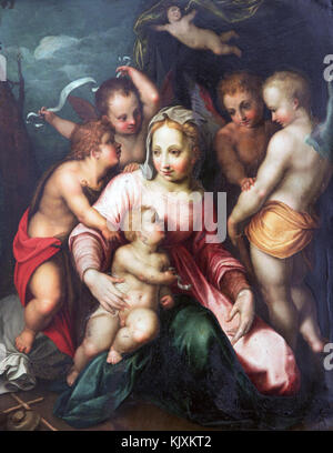 Vergine col bambino dipinto del XVI secolo. Dopo Andrea del Sarto (1486-1530) Foto Stock