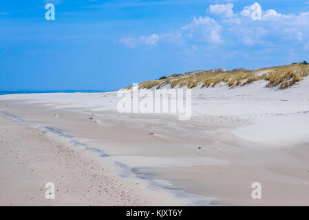 Dune su una spiaggia in stretta zona di protezione del Parco Nazionale Slowinski sulla costa baltica in Voivodato Pomeraniano, Polonia Foto Stock