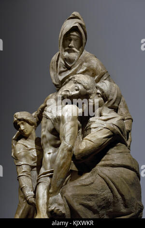 La Deposizione (chiamato anche il Bandini Pietà o il Compianto su Cristo Morto ) Michelangelo 1475 -1564 (Michelangelo di Lodovico Buonarroti Simoni ) ( La Cattedrale di Santa Maria del Fiore di Firenze - Cattedrale di Santa Maria del Fiore 1336 ) Museo dell'Opera del Duomo Firenze italiano. Foto Stock