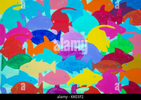 Colorato dipinto a mano il pesce Foto Stock