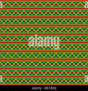 Carino il Natale o il nuovo anno modello senza soluzione di continuità con il rosso, il verde e il giallo a zig zag pattern a strisce. Illustrazione Vettoriale, stampare striscioni, carta per design. Foto Stock