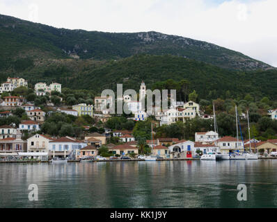 La città di Vathi, Itaca, Grecia. Foto Stock