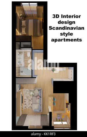 3d illustrazione dell'interior design di un appartamento Foto Stock