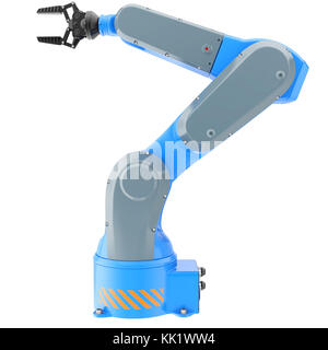 Braccio robot industriale isolato su bianco. Illustrazione 3D Foto Stock