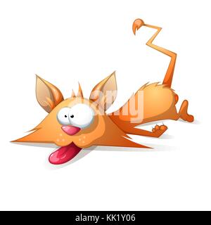 Cartoon divertente simpatico gatto di sonno. Illustrazione Vettoriale