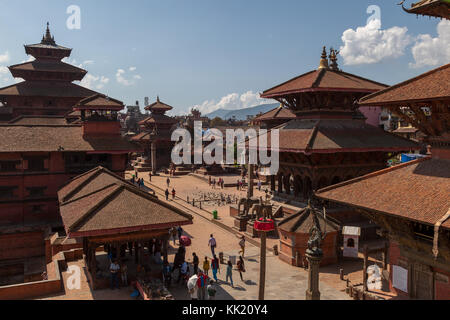 Vista in elevazione del Durbar Square, Kathmandu, Nepal Foto Stock