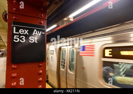 New York City - gennaio 24, 2016: Lexington Avenue e la 53rd Street Stazione della metropolitana. Foto Stock