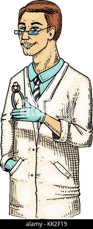 Dentista medico cura per la cavità dello smalto dei denti. cavità orale pulire o malati. salute o carie umano. incisi disegnati a mano nel vecchio o vintage schizzo di medicina in ospedale, l'installazione dell'impianto. Illustrazione Vettoriale