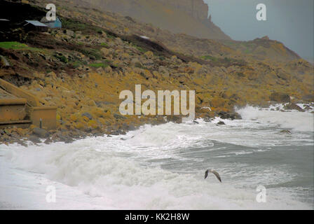 Chesil Beach, Portland, Regno Unito. Il 27 novembre 2017. un burrascoso inizio alla settimana su Chesil Beach, isola di Portland credit: stuart fretwell/alamy live news Foto Stock