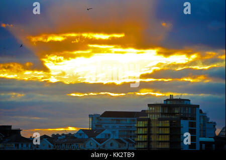 Londra, Regno Unito. 28 nov, 2017. Tramonto sul pontile di Chelsea e del Tamigi. Credito: johnny armstead/alamy live news Foto Stock