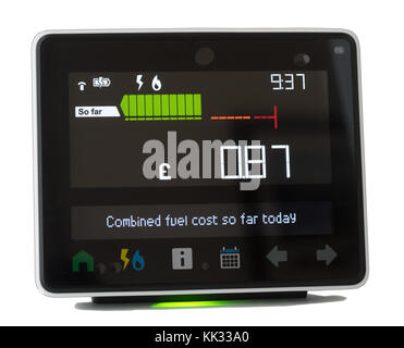 Tecnologia Chameleon smart meter display che mostra l'utilizzo di energia in un ambiente domestico, England, Regno Unito Foto Stock