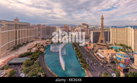 Las Vegas Strip skyline al tramonto Foto Stock