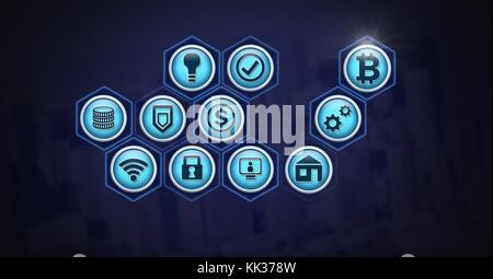 Composito digitale delle varie icone di business Foto Stock