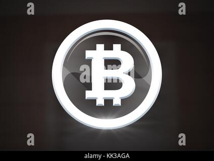 Digitali compositi di vetro bitcoin circolare icona grafica Foto Stock