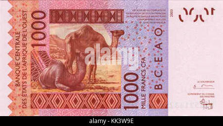 1000 Franco CFA UEMOA b Foto Stock