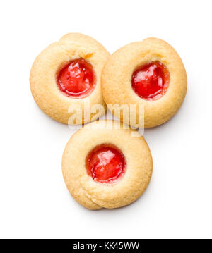 I biscotti con marmellata isolati su sfondo bianco. Foto Stock