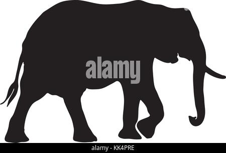 In bianco e nero di vettore silhouette di elefante Illustrazione Vettoriale