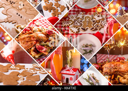 Collage di foto con decorazione di Natale Foto Stock