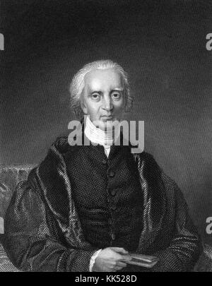 Ritratto inciso di Charles Carroll, delegato americano al Congresso continentale, firmatario della dichiarazione di indipendenza, di W H Mote dal libro Historical Sketches of Statimen, sitting, holding a small book, pubblicato a Londra, Inghilterra, 1840. Dalla New York Public Library. Foto Stock