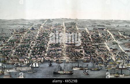 Birds Eye di Alexandria, Virginia, 1863. dalla biblioteca pubblica di new york. Foto Stock