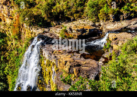 Cascate di Lisbona vicino alla finestra di Dio sulla strada panoramica nella provincia di Mpumalanga, nel nord del Sudafrica Foto Stock