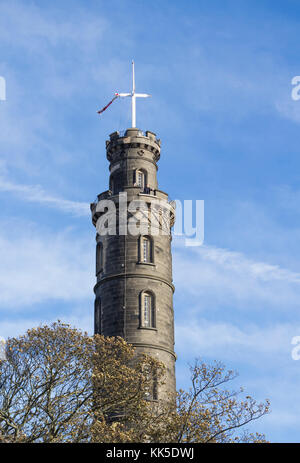 Il Monumento Nelson su Calton Hill, Edimburgo, Scozia, Regno Unito Foto Stock