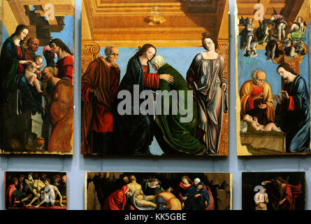 Pedro Fernandez de murcia (attivo nel primo quarto del XVI secolo). pittore spagnolo. visitazione, ca.1510. dettaglio. collezione borbonica, museo nazionale di Capodimonte Napoli. L'Italia. Foto Stock