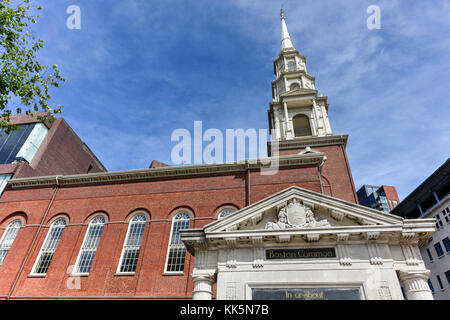 Park Street Chiesa di Boston, Massachusetts sul sentiero della libertà. Foto Stock