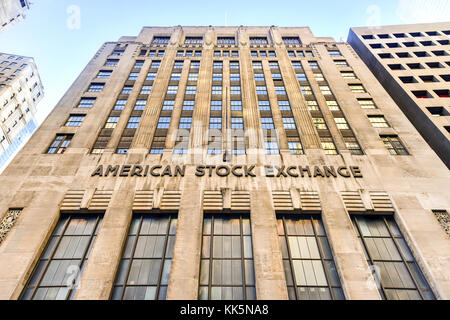 American stock exchange di Lower Manhattan, New York City Foto Stock