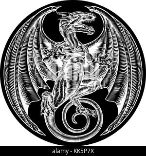 Design Dragon Circle Illustrazione Vettoriale