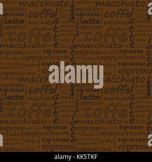 Iscrizioni di caffè su uno sfondo marrone. disegnati a mano vector Illustrazione Vettoriale