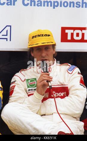 Driver Audi Frank Biela, 1996 British Touring Car Championship round di apertura, Donington Park 8 aprile. Foto Stock