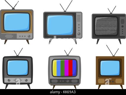 TV, serie di icone della televisione. Trasmissione, concetto video. Illustrazione vettoriale Illustrazione Vettoriale