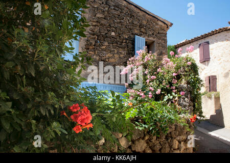 Village Street in Vaugines, Vaucluse Provence, Francia Foto Stock