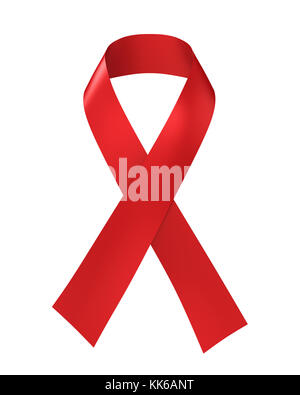 La consapevolezza del AIDS nastro rosso isolato Foto Stock