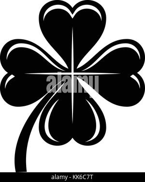 Quattro leaf clover icona, semplice stile nero Illustrazione Vettoriale