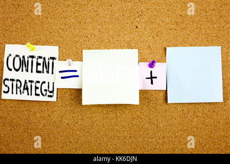 Ispirazione per didascalia di testo dell'annuncio concettuale che mostra il concetto aziendale di strategia dei contenuti per la gestione delle informazioni sui siti Web di rete scritto su Stick Foto Stock