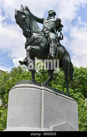 George Washington a cavallo statua di Union Square a New York City. Foto Stock