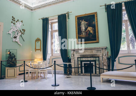 Palazzo Achilleion dell'Imperatrice d'Austria Elisabetta di Baviera, a Gastouri. Dettagli della camera Foto Stock