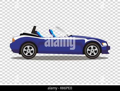 Blu cartoon moderno colorato auto cabriolet isolato su sfondo trasparente. Auto Sportive senza tetto di illustrazione vettoriale. Clip Art. Foto Stock