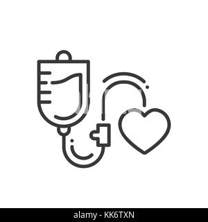 La trasfusione di sangue - design di linea singola icona isolato Illustrazione Vettoriale
