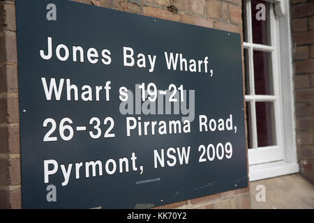 Jones Bay Wharf in Pyrmont Sydney , ristrutturate wharf Casa per le piccole imprese e le caffetterie e i ristoranti di Sydney, Australia Foto Stock